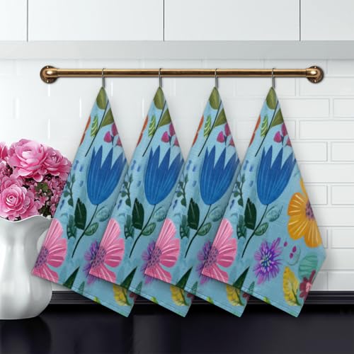 Torchons cuisine microfibre absorbants séchage rapide motif floral - 4