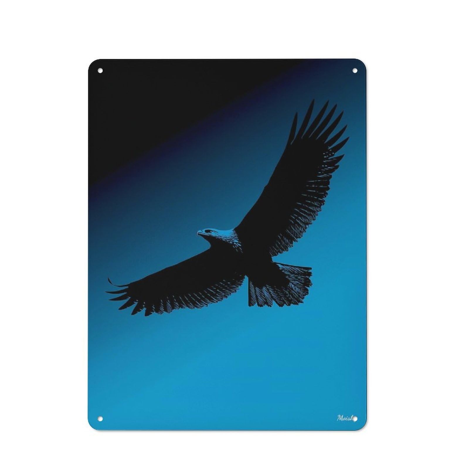 Junmoney Eagle Silhouette – Soaring Freedom On Blue Vintage Metal Sign With Design 40X30cm, Vintage Restaurant Wall Art For Coffee Bar, Small Shop Or Dining Room