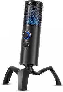 Professional Condenser Microphone Game Streaming Video Studio USB Microphone Computer Audio Tape RGB Light,