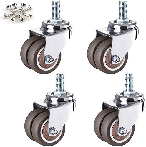 Roulettes pivotantes caoutchouc 1.5 2 pouces charge 165kg filet&eacute;e M12 MU