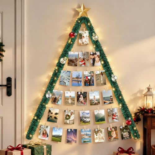 Hanging Advent Calendar 2026, Wall Christmas Countdown with Light Decor