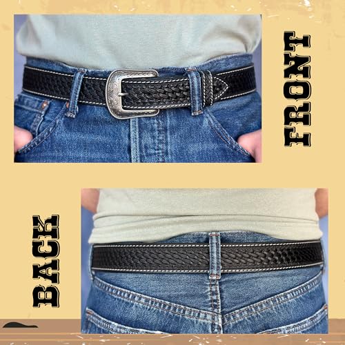 Image of DANIEL'S ARTPLANET Western Belt for Men Full Grain One Piece Leather With Buckle Engraved Handmade Tooled 1.5 inch