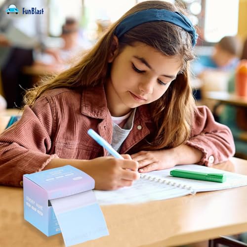 Image of FunBlast Sticky Notes Set - 256 Pcs Pull-Out With Dispenser, Self-Adhesive Memo Stickers, 8 Patterns Mini Pad for Office, School, Home (Blue)