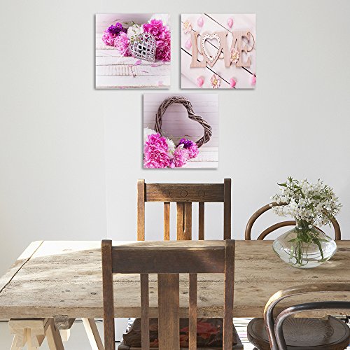 Impression sur toile fleurs roses Feeby, tableau triptyque d'art moderne - 4