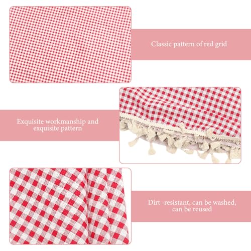 Nappe ronde 150 cm coton-polyester rouge décoration table maison - 7