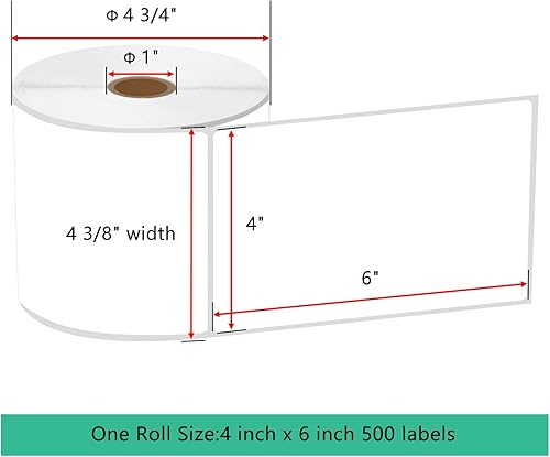Miniatura 2 de USUPERINK 2 rollos (500 etiquetasrollo) etiquetas de papel térmico directo de 4 x 6 pulgadas, 1 pulgada, código de barras multifunción, compatible