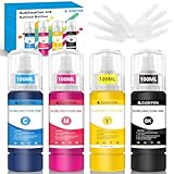 GUBFFON Sublimation Ink for Eco Tank ET2400 ET-2800 ET2720 ET2760 ET2750 ET4800 ET-2803 ET-2850 Printers Heat Press Transfer on T-Shirt Custom Mug, (4x100ml BK C M Y)