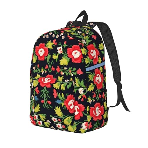 Mochila de viaje con rosas bordadas para mujer y laptop de mano 2