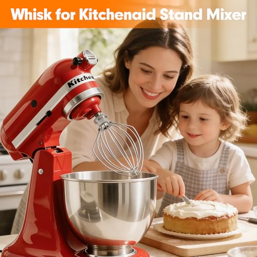 6-Wire Stainless Steel Whip Attachment for KitchenAid 4.5-5 Qt Tilt-Head Stand Mixer, Dishwasher Safe Heavy Duty Whisk Replacement for K45WW Accessory, for Whisking Eggs, Cream & Frosting Accessories by COADOW - Image 6