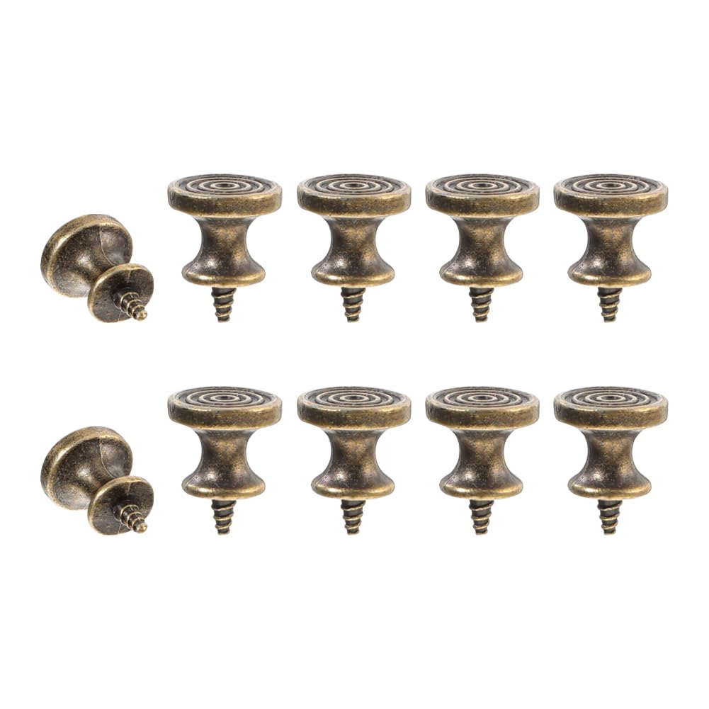 10 Pcs 2 x 1.6 cm Mini Retro Drawer Knobs Self Tapping Screw Knobs Antique Jewelry Box Pulls Vintage Dresser Drawer Pulls Tiny Cabinet Knob Round Furniture Hardware Handles for Cupboard Wardrobe
