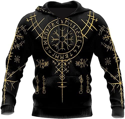 Sudadera Vikinga Para Hombre - Estilo Nórdico Con Símbolo En El Pecho, Crema Y Parches, Manga Larga