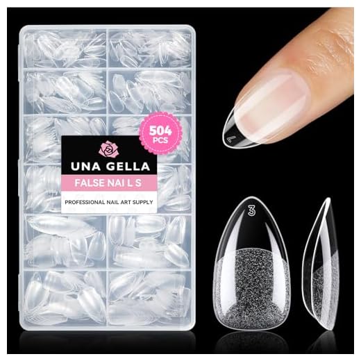 UNA GELLA Short Almond Fake Nails 504pcs Short Almond Press on Nails Pre-shape Short Almond Gel Nail Tips for Full Cover Acrylic Short Almond Nails False Nails For Nail Extension Home DIY Nail Salon 12 Sizes Gelly Tips