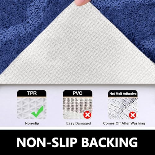 Image of Luxe Home Bath Mat Super Soft Microfiber Non Slip Scotland Waves Bathroom mats Water soak Washable Doormat for Home, Bedroom, Living Room (38x58 cm, Navy) Pack of 1