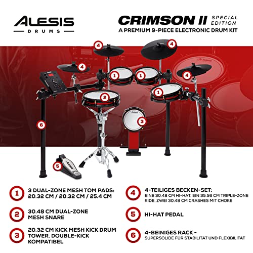 Alesis Drums Crimson II SE – Elektronisches Schlagzeug mit Mesh Pads
