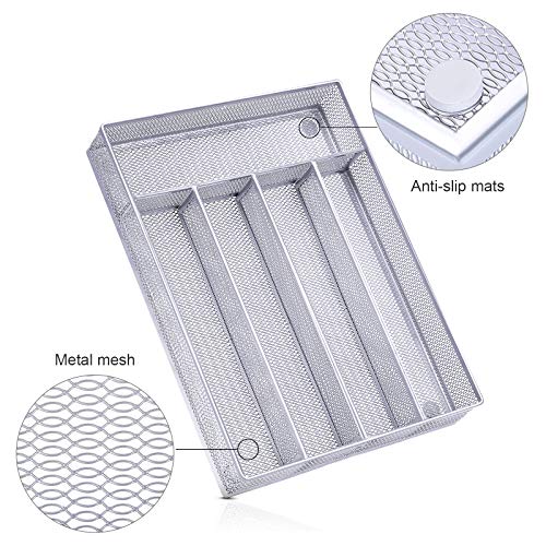 Wugeshop 5 COMPARTMENTS Metal Mesh Kitchen Utensil Drawer Cutlery Tray thumb #2