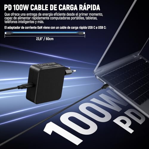 Adaptador corriente CA GaN y cargador rápido pared de 100W para batería V-Mount 5