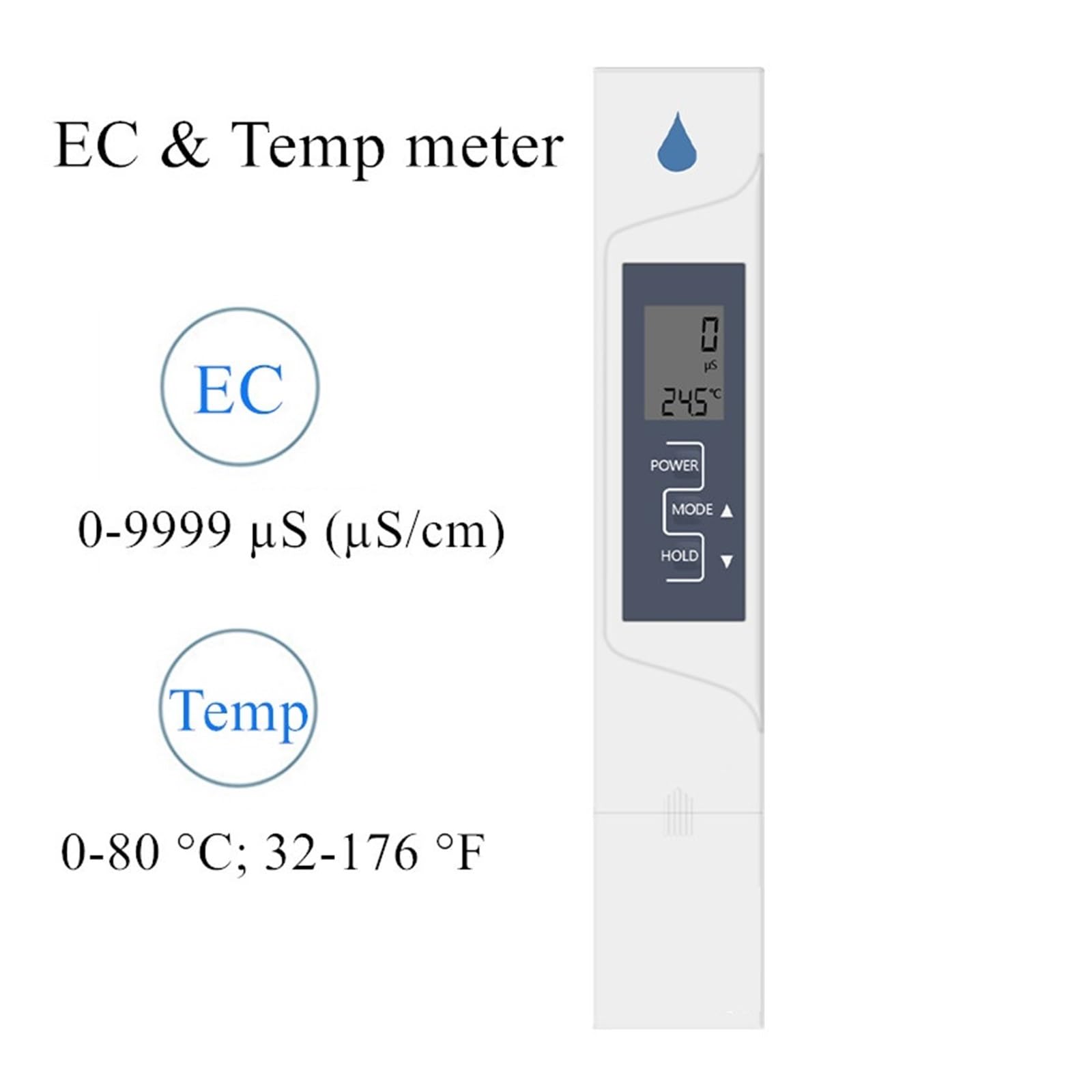 Medidor Digital EC 2 En 1 EC Temperatura Calidad del Agua con Calibración Automática Probador De Conductividad Eléctrica MedicióN Precisa