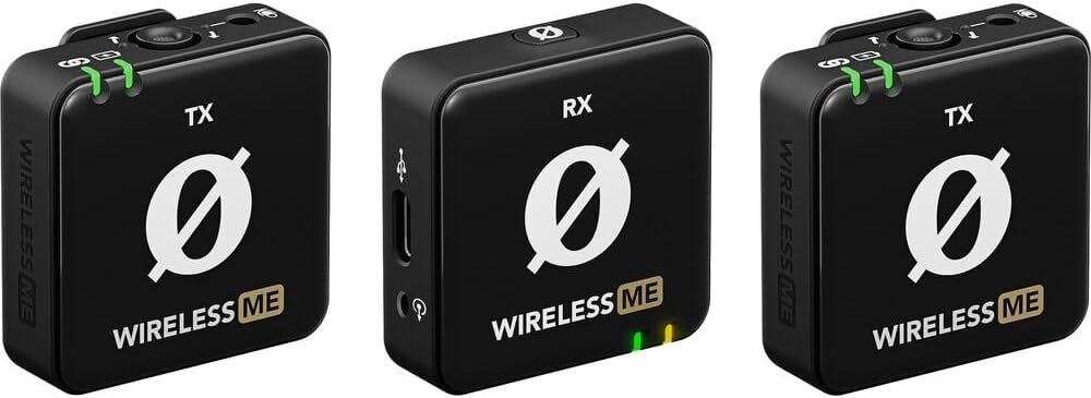 Røde Wireless Me Dual Set Ultra-Compact Wireless Microphone System with Built-in Microphones, Gainassist Technology and 100M Range for Filmmaking, Interviews and Content Creation(Black)