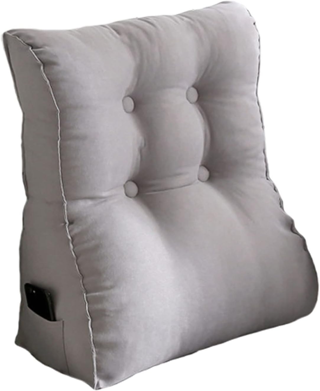Back Wedge Pillow for Bed After Surgery, Soft Reading and Bed Rest Pillow, with Pockets and Removable Cover, Sofa Decoration Back Cushions, Machine Washable (Color : Gray, Size : 55x60x25cm)