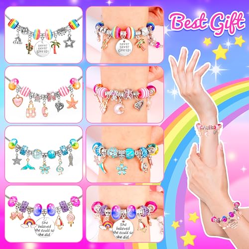 AMAZING TIME 130 Pcs Charm Bracelet Making Kit, Jewelry Toy for Girl Age 8-12 Beads Craft Set for 5 6 7 8 9 10 11 12 Year Old Teenage Birthday Gift - Image 5