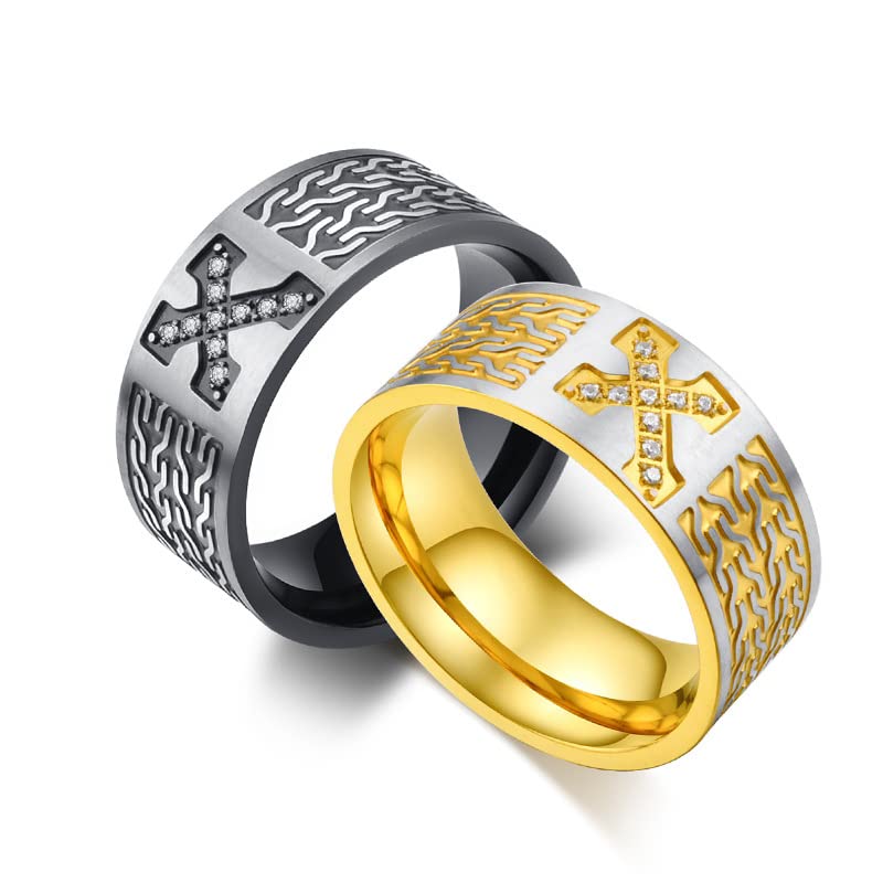 Bague de mariage homme acier inoxydable bague minimaliste croix taille 49-69