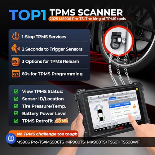 Autel MaxiSYS MS906 PRO-TS Scanner: 2026 MS906Pro TS Up of MP900TS MK900TS MP900BT Kit MS906 MAX, Full TPMS & OE C0ding, Bidirectional Tool, 3000+ Active Test, 36+ Service, CAN FD&DoIP, Auto Scan 2.0 - Image 5