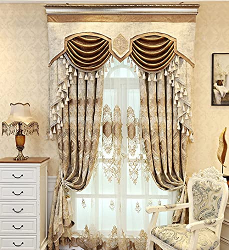 Customized Curtain Valance For Living Room Luxury Chenille Swag Valance For Bedroom Rod Pocket Thermal Insulated Waterfall Valance Curtains With Tassels For Window Treatment 1 Panel 79 Inch Wide #TOP5