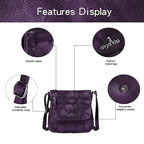 Image of Angelkiss Small Womens Crossbody Bag Leather Shoulder Purse for Women Hobo Bag with Adjustable Shoulder Strap