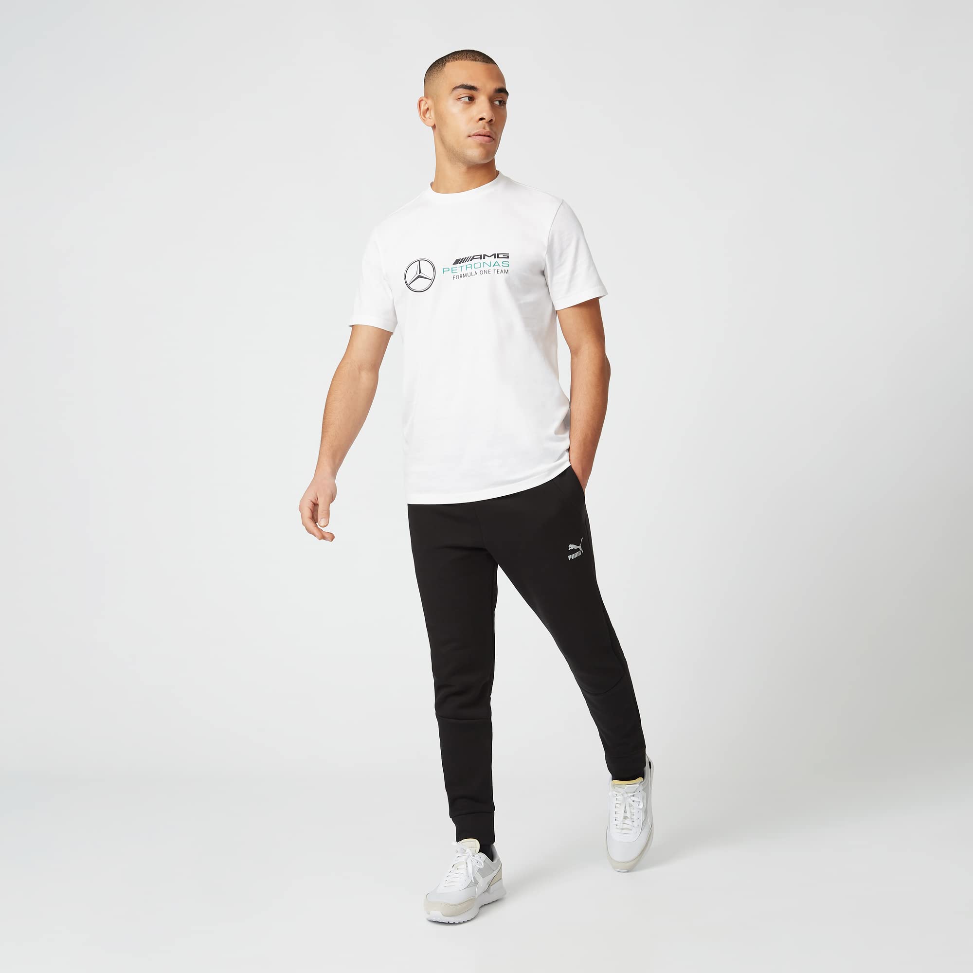 Mercedes AMG Petronas Camiseta con Logotipo Grande Camiseta de Manga Corta con Cuello Redondo y Logotipo Impreso con Broche secundario y Cuello Acanalado Hombre (Pack de 1) — view 6