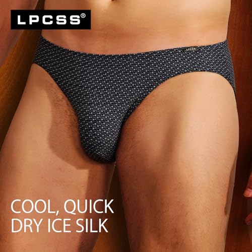 Men's Breathable Ice Silk Briefs – Lightweight Low Rise Underwear with Stylish Print and Soft Waistband ES20142