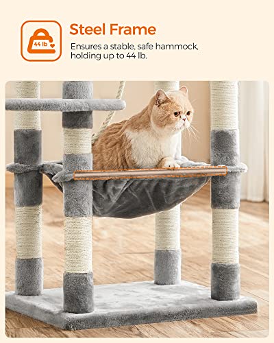 FEANDREA-Cat-Tree-Cat-Tower-for-Indoor-Cats-563-Inch-Cat-Condo-with-Scratching-Posts-Hammock-Plush-Perch-Light-Gray-UPCT15W