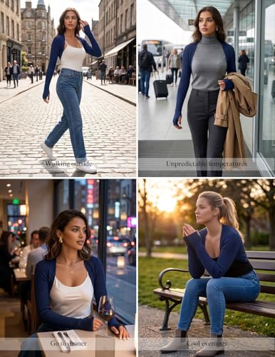Image of Women's Long Sleeve Shrug Sweaters Knit Bolero Shoulder Open Cropped Cardigan