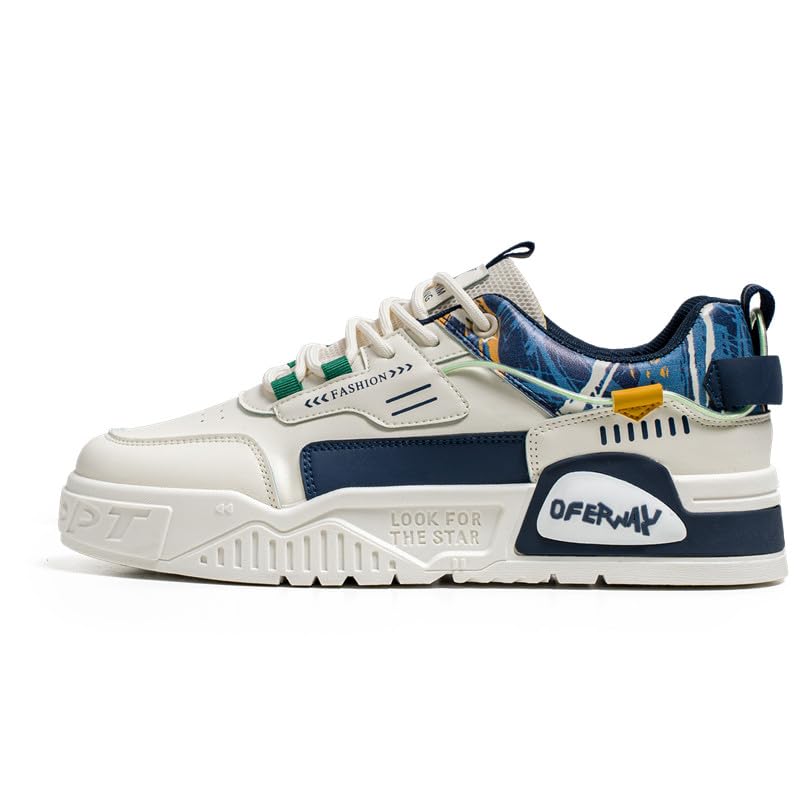 Men's Lace Up Sneakers Comfy Trendy Platform Shoes for Outdoor Walking Jogging Camping, All Seasons