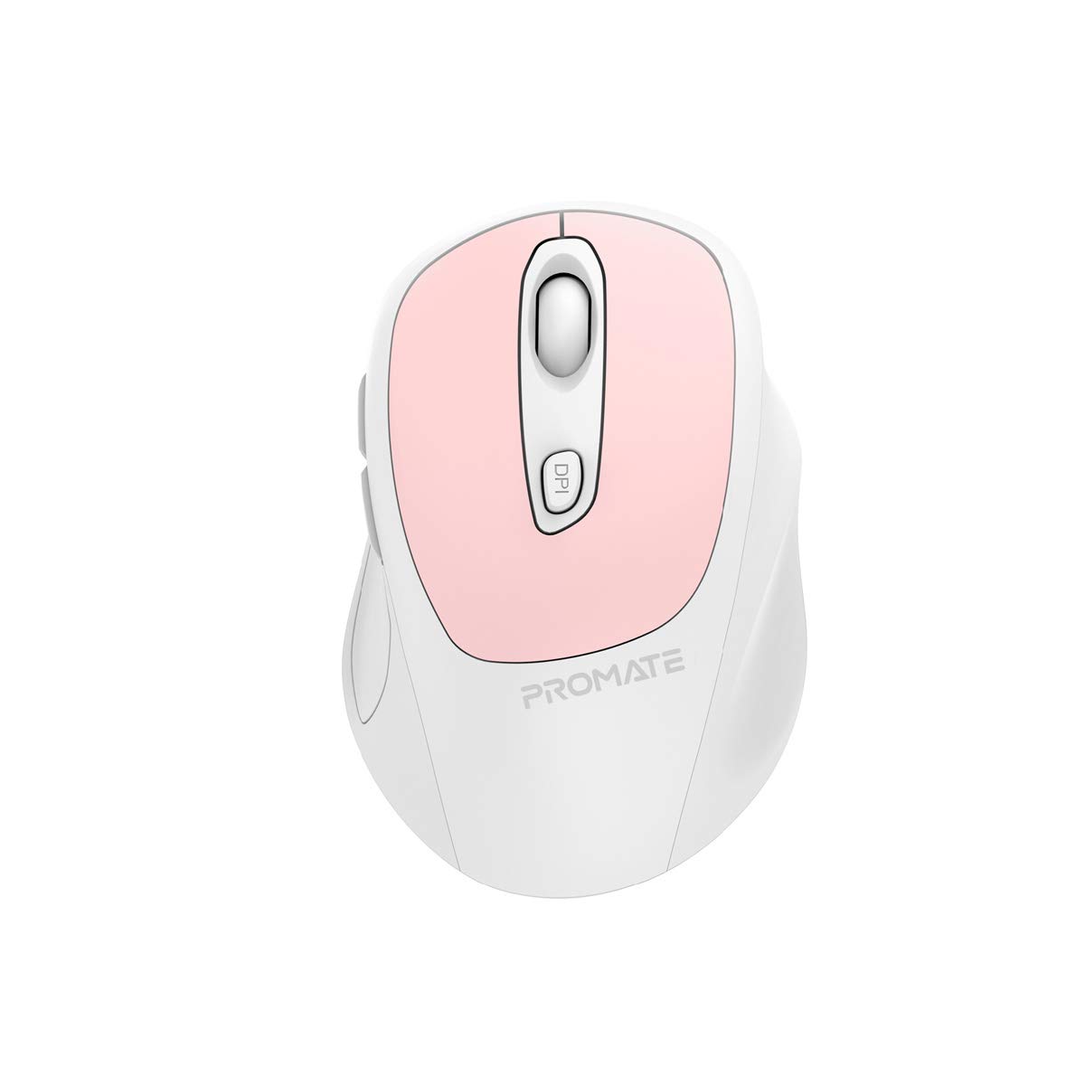 Promate Wireless Charger, Ergonomic High Precision 2.4GHz Cordless Optical Mice with Nano USB Unifying Receiver, Forward/Backword Button and Low Power Consumption for Laptop, PC, Desktop, Clix-9 Pink