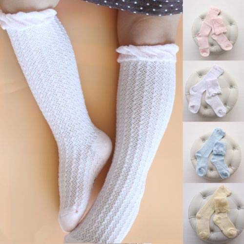 ROSEBEAR Newborn Infants Toddlers Girls Knee High Socks, Tube Ruffled Uniform Long Tights Leg Warmer Stockings Hosiery