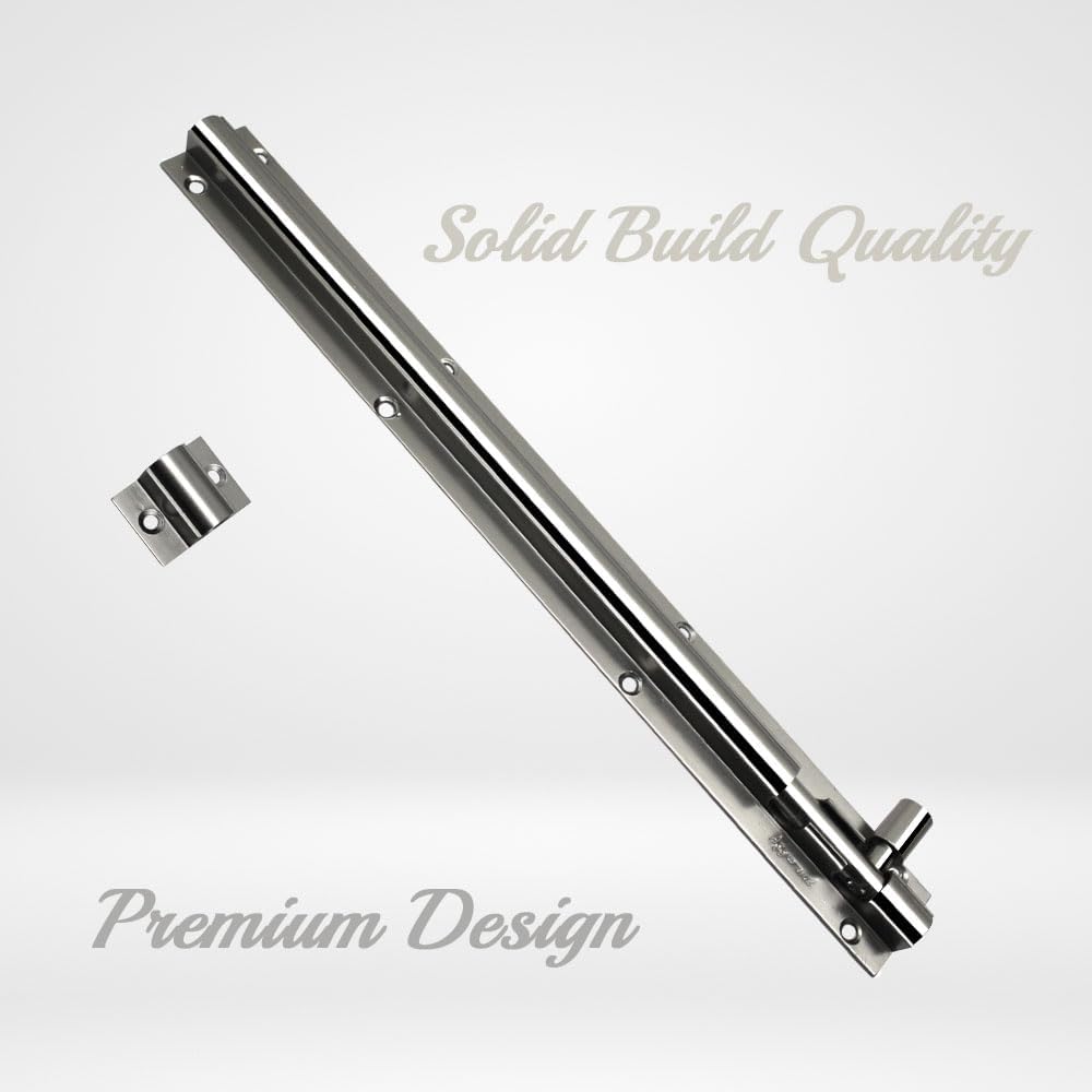 HYDERON Round Aluminium Tower Bolt – Durable Door Latch for Home and Office Doors and Windows (Stainless Steel Finish, 18 Inch, Pack of 6) 3
