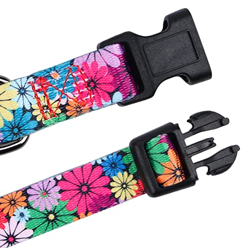 Rhea Rose Girl Dog Collar with Cute Daisy, Pink Sunflowers, Rose Print Animal Print for Small Medium Large Dogs L - Image 4