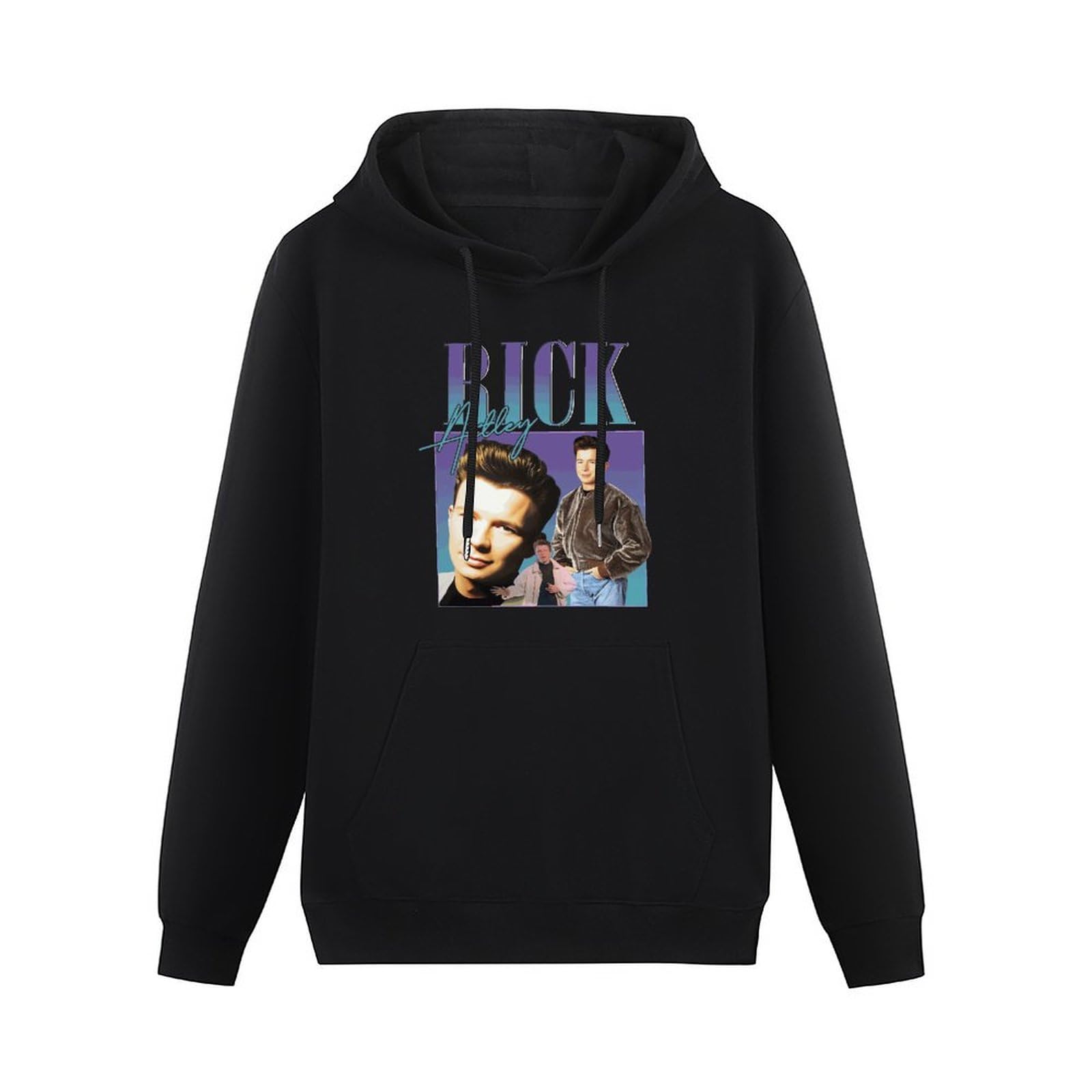 HUO BAO NIU ROU Rick Astley Homage Hoodies Long Sleeve Pullover Loose Hoody Sweatershirt Black XXL