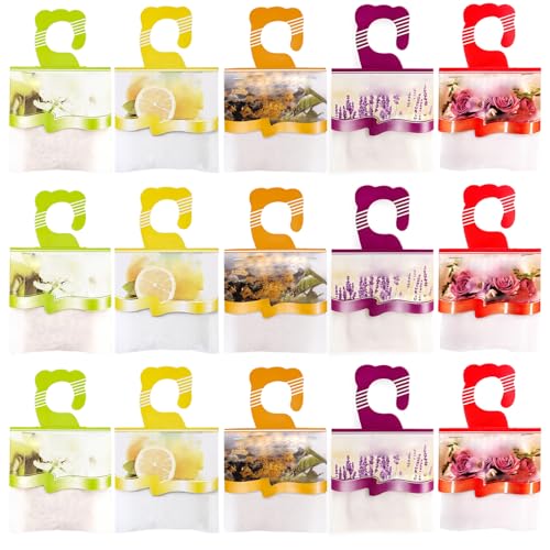 15PCS Wardrobe Fresheners, Floral Scented Bags, Stop Musty Smell in Wardrobe, Drawer Freshener, Scented Sachets for Closet, Car, Storage Boxes, Long Lasting Fragrance