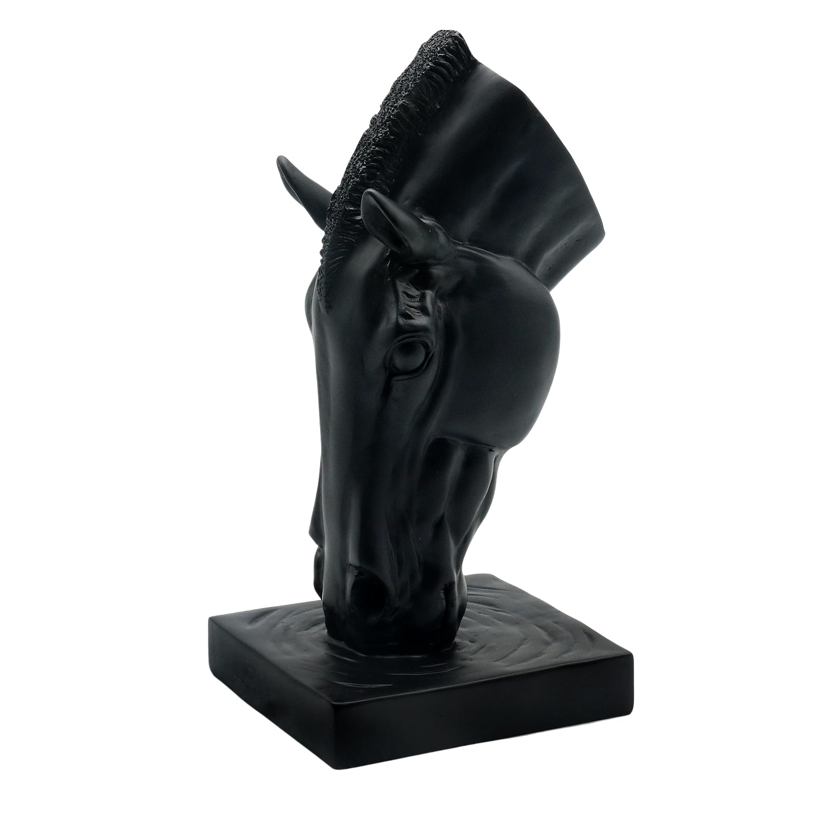 Pferdekopf Vase Schwarz Pferd Statue Harz Blumenvase Minimalistische Dekorative Vase für Garten Terrasse Wohnzimmer Elegantes Geschenk