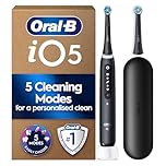 Oral-B iO5 Electric Toothbrushes for Adults, 2 Toothbrush Head and Travel Case, 5 Modes with Teeth Whitening, 2 Pin Plug, Black
