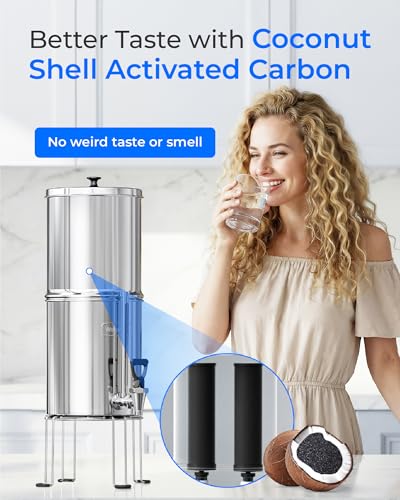 Image of Waterdrop TK-FS Gravity Water Filter System, NSF /ANSI 42&372 Standard, Stainless-Steel Water System with 4 Filters, Reduces Chlorine and Lead, with Sight Glass Spigot and Stand, 2.25G