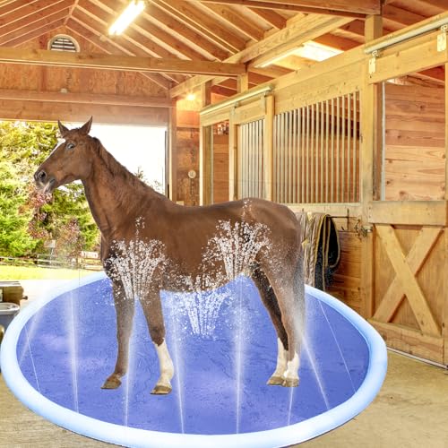 OOXYG Thickened Horse Splash Pad Toy, Anti-Slip Horse Bathtub for Summer, Durable Outdoor Water Play Mat for Horse and Dog, Pet Swimming Pool...