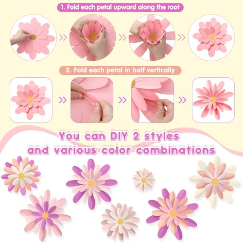 Image of MotiMind 18 Pcs Paper Flowers Bulletin Board Decorations DIY 3D Paper Floral for Wall Classroom Back to School Birthday Party Flower Backdrop Decoration Photo Backdrop(Pink Red Series,6 inch 8 inch 10 inch)