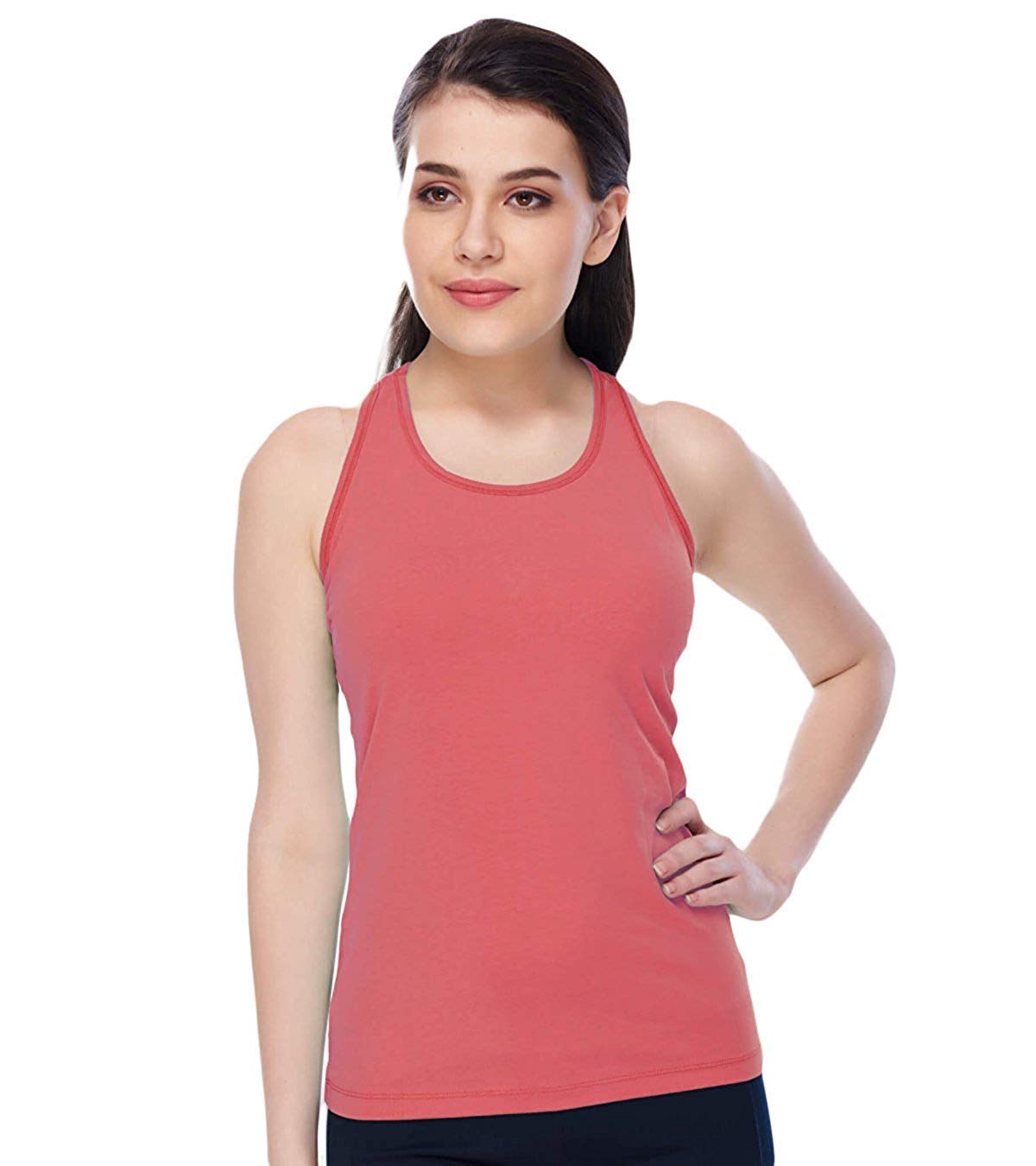 Women Girls Pc Lycra Solid Tank Top in Pink Color- Racer Back Stretch - CP-image-34