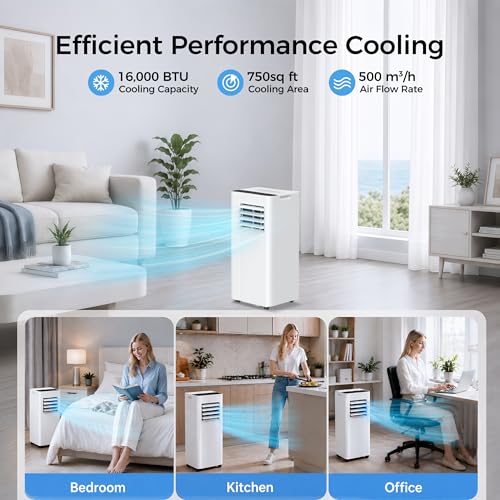 Image of URBANITE 16000 BTU Portable Air Conditioner, Smart WiFi APP & Remote Control, 5-in-1 AC Unit Cools up to 650 Sq.Ft, 45dB Ultra Quiet Dehumidifier /Fan /Sleep Mode, Easy Installation for Bedroom & Office