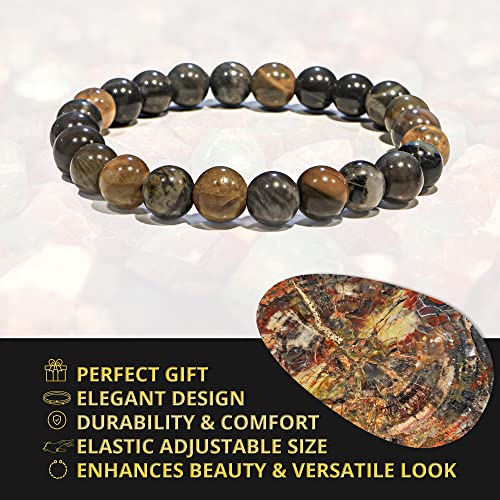 Image of ANAYA AGATE Healing Crystal Bracelet for Women and Men - 8mm Round Beaded Bracelet for Men and Women - Unisex Stretchy Gemstone Bracelet for Healing and Protection
