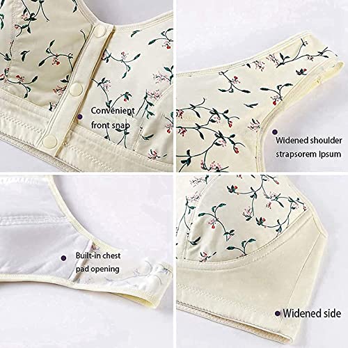 Khdfid Front Button Bra, Convenient Front Button Bra,Front Closure Sports Bras Women Cotton Ultra Soft Cup,Everyday Sleep Bras,Front Closure Cotton Sports Bras For Women Girls (Beige,42) #TOP2