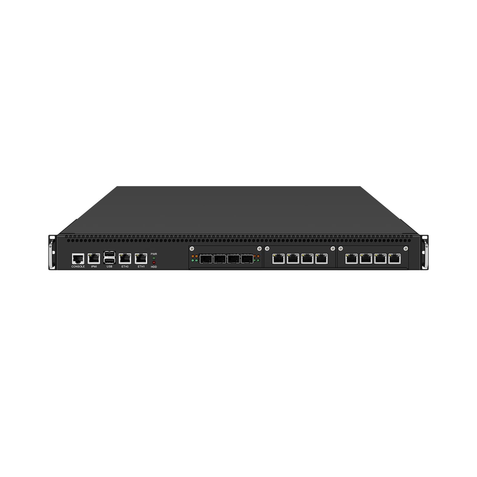 1U Firewall Appliance XEON Server with IPMI, PFSense, Mikrotik, OPNsense, VPN, Dual E5 2699 V3 CPU, RJ66, C612, 2 x 1GbE LAN, 4 x X710 SFP+, 8 x 2.5GbE LAN, 32G RAM, 128G SSD