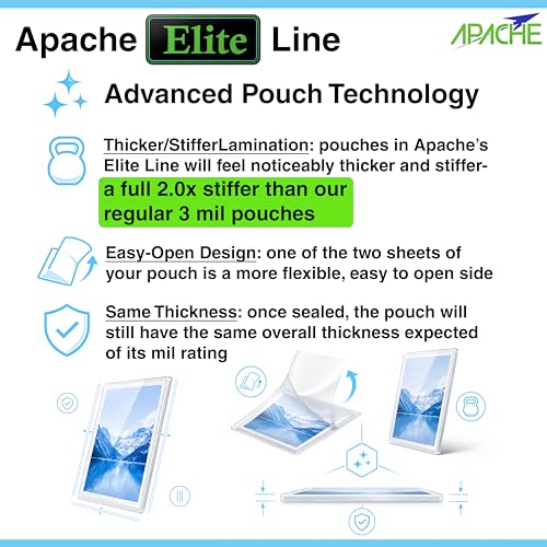 Image of Apache Letter Size Black Back Laminating Pouches, 3 Mil, 100 Pack, Holds 8.5 x 11 Inch Projects (9 x 11.5 Inch Pouch Size), Thermal Laminator Compatible Colored Laminating Sheets, Elite Specialty Line